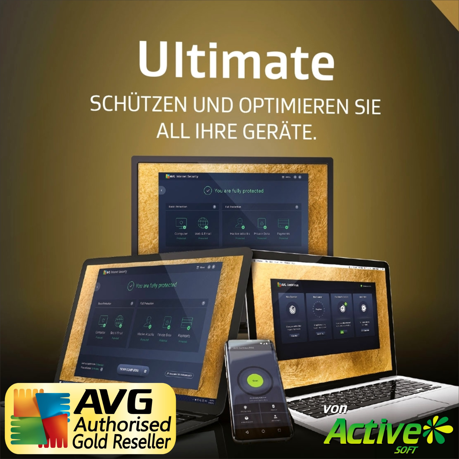 AVG ULTIMATE 2026 3 Year | PC, Mac, Android | TuneUp, Internet Security, VPN DE
