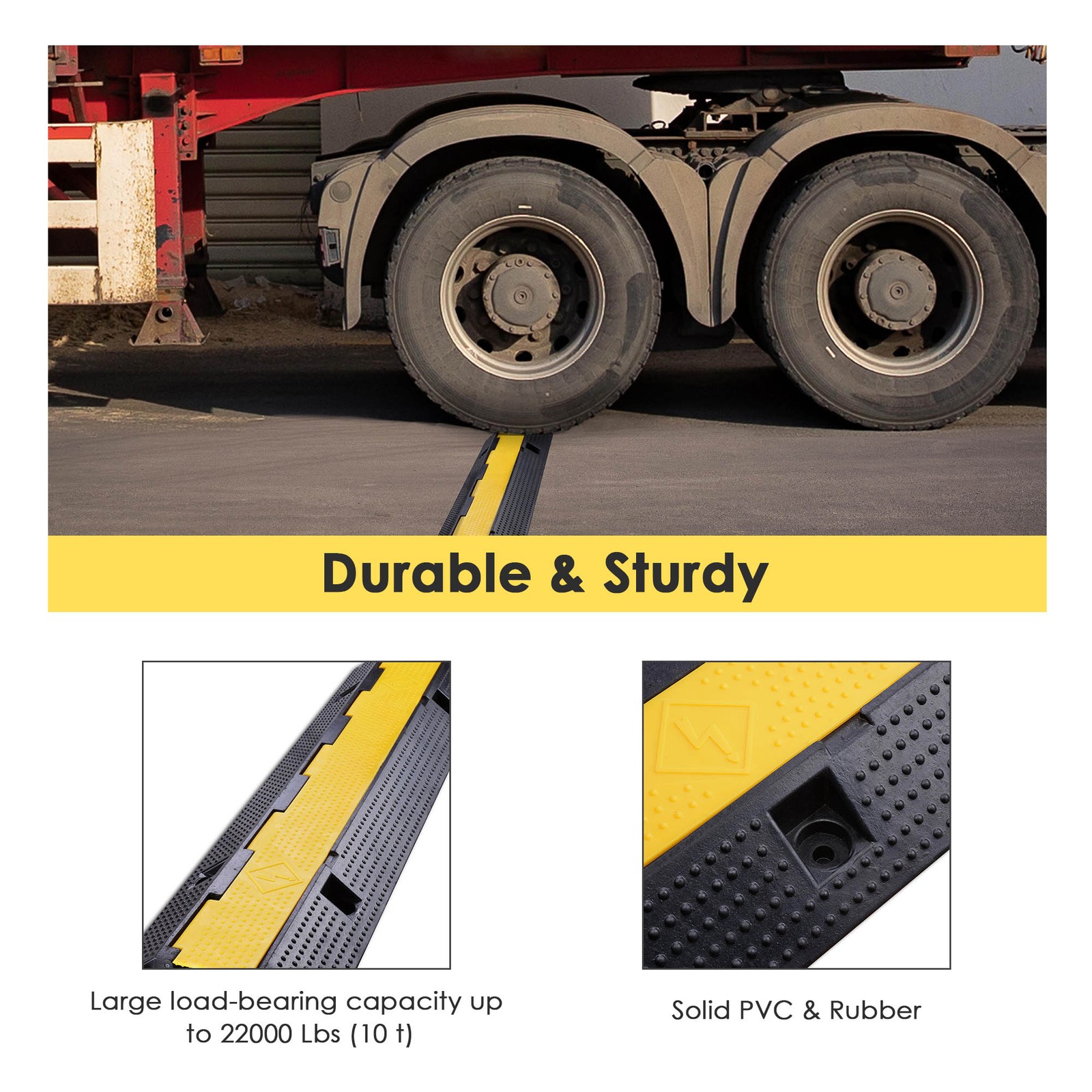 YesSources Cable Ramp Protector 1/2/3 Channel Wire Ramp Driveway Hose Cover