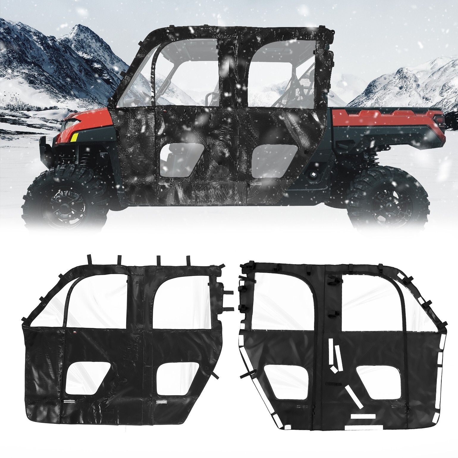 KEMIMOTO UTV Soft Cab Enclosure Full Door for Polaris Ranger CREW XP 1000 19-24
