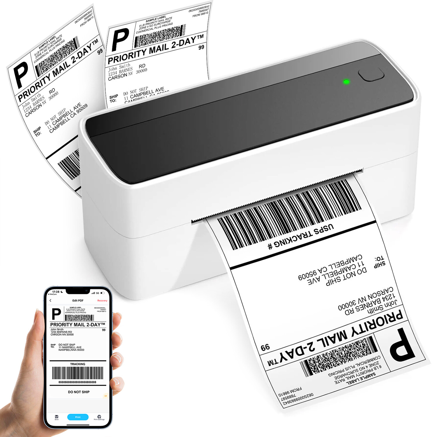 4x6 Bluetooth Thermal Shipping Label Printer for Small Business Package Mail Lot
