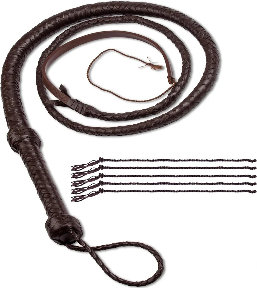 Indiana Jones Genuine Leather Brown 4 Ft, 6 Ft, 8 Ft, 10 Ft Bull Whip