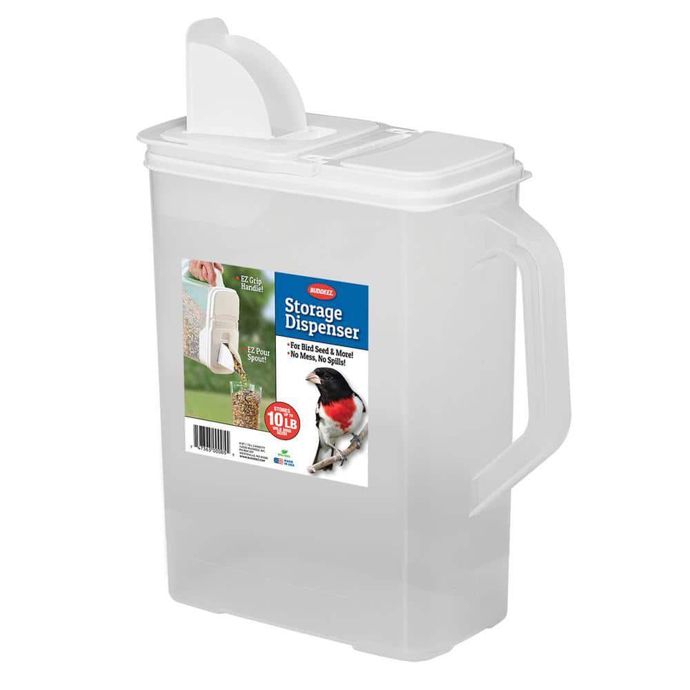8 Qt Pet Food Bird Seed Storage Container and Dispenser with Spout Plastic Clear