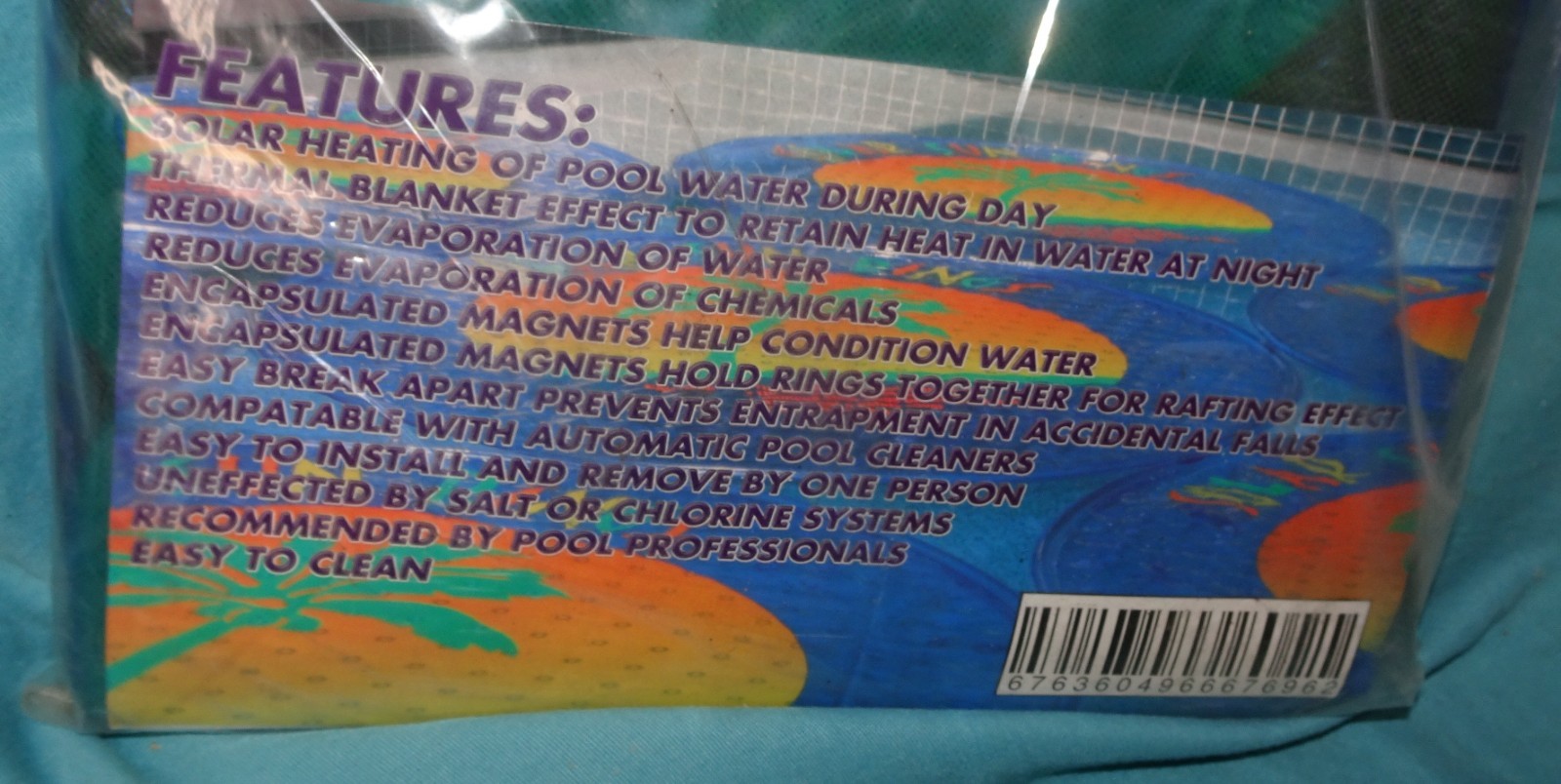 NEW IN PACKAGE Solar Sun Rings with Palm Tree Design – 1 Round Solar Pool Cover