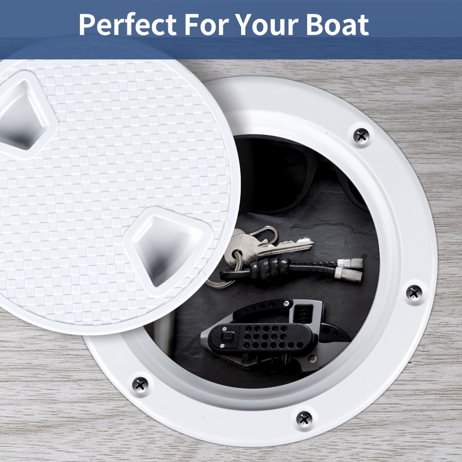 2PCS Boat DECK Plate Detachable Cover 4" White Boat Access Hatch Cover