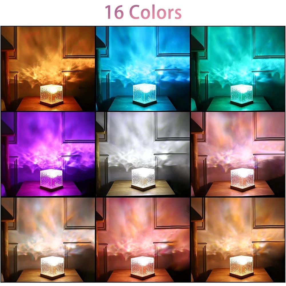 16 Colors LED Night Light Ocean Wave Projector Lamp Aurora Rechargeable Bedroom
