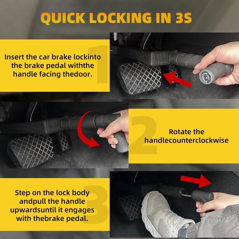 Multi-Function Car Safety Lock Brake Pedal Anti-Theft Device Clutch Lock +3 Keys