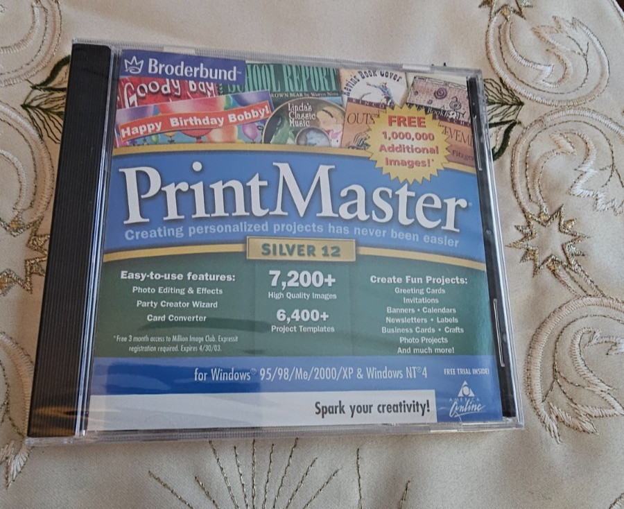 2002 NEW “ Broderbund" Print Master Silver 12 NEW and Sealed