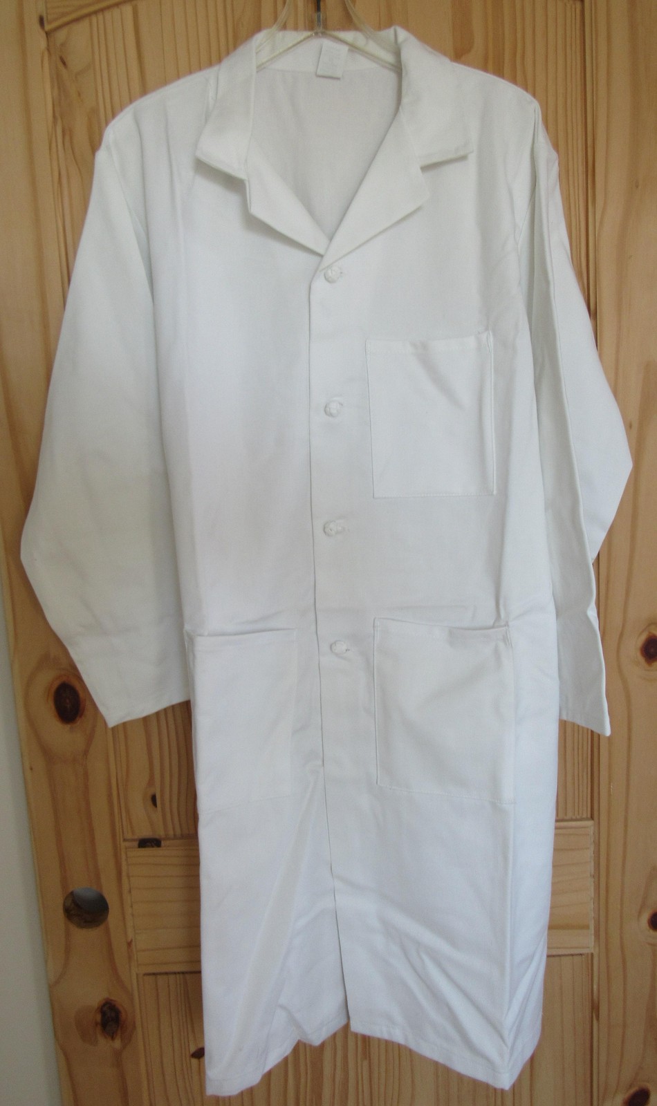 Lab Coat Long Jacket Mens 44 White 100% Cotton Medical Doctor Pockets 22-2WT
