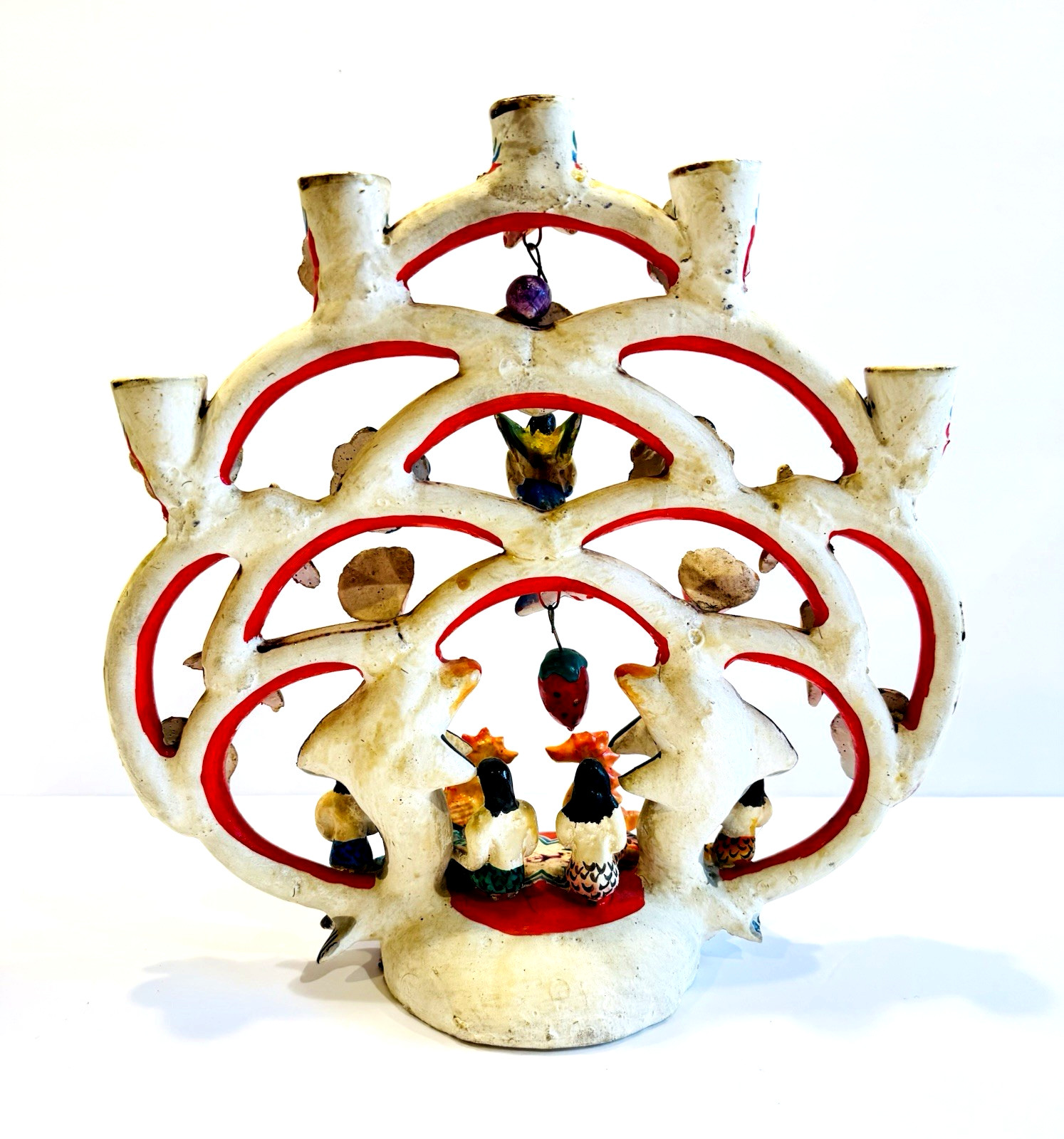 Vintage Mexican Tree of Life Pottery LARGE Mermaid Folk Art Arboles De Vida 12"