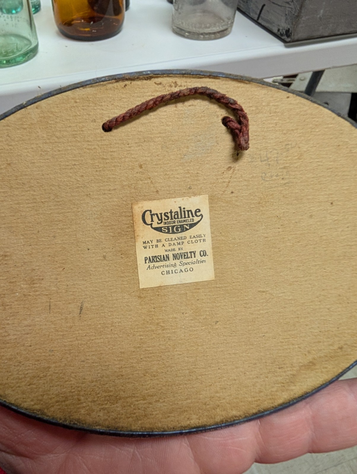 Pepper's Hygrade Ginger Ale Celluloid Advertising Sign Ashland Pa Crystaline