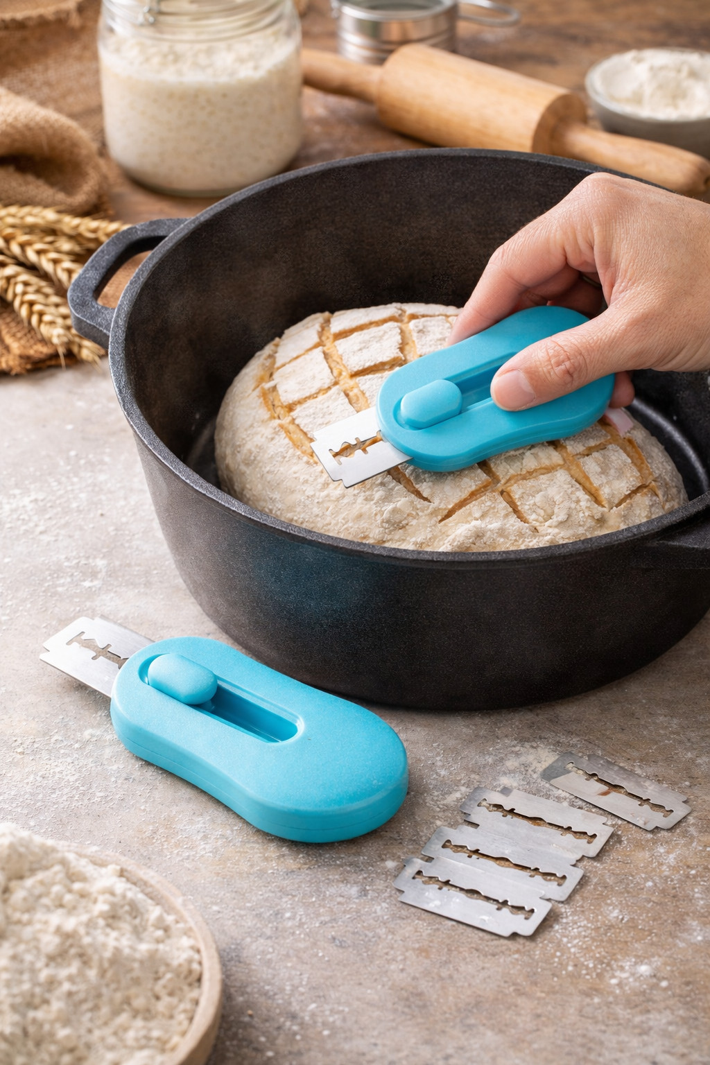 Magnetic Bread Lame 2 Pack Dough Scoring Tool with Blades for Sourdough Bread