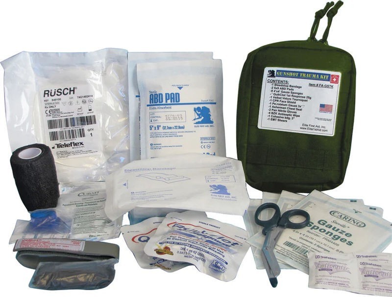 Elite First Aid Gunshot Trauma Kit OD Green MOLLE Pouch FA-GSTK-OD