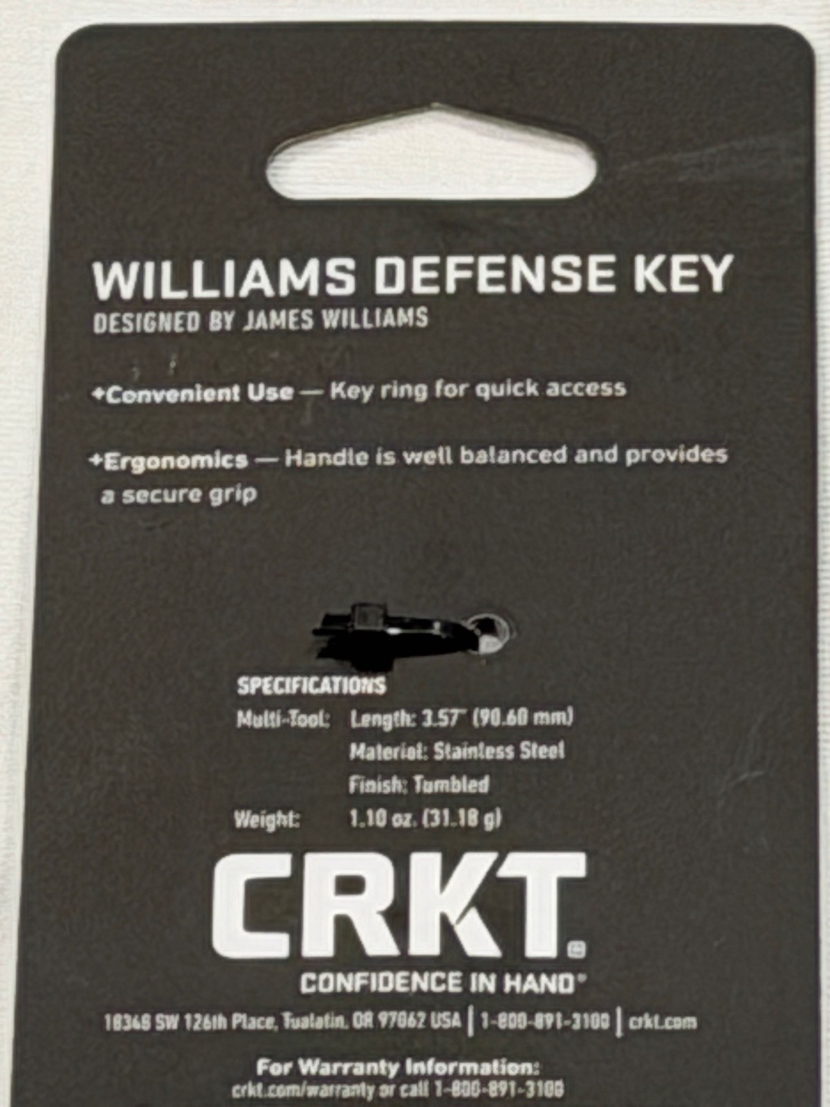 CRKT 9705 Williams Defense Key Tool Phillips Screwdriver EDC Tactical Defense