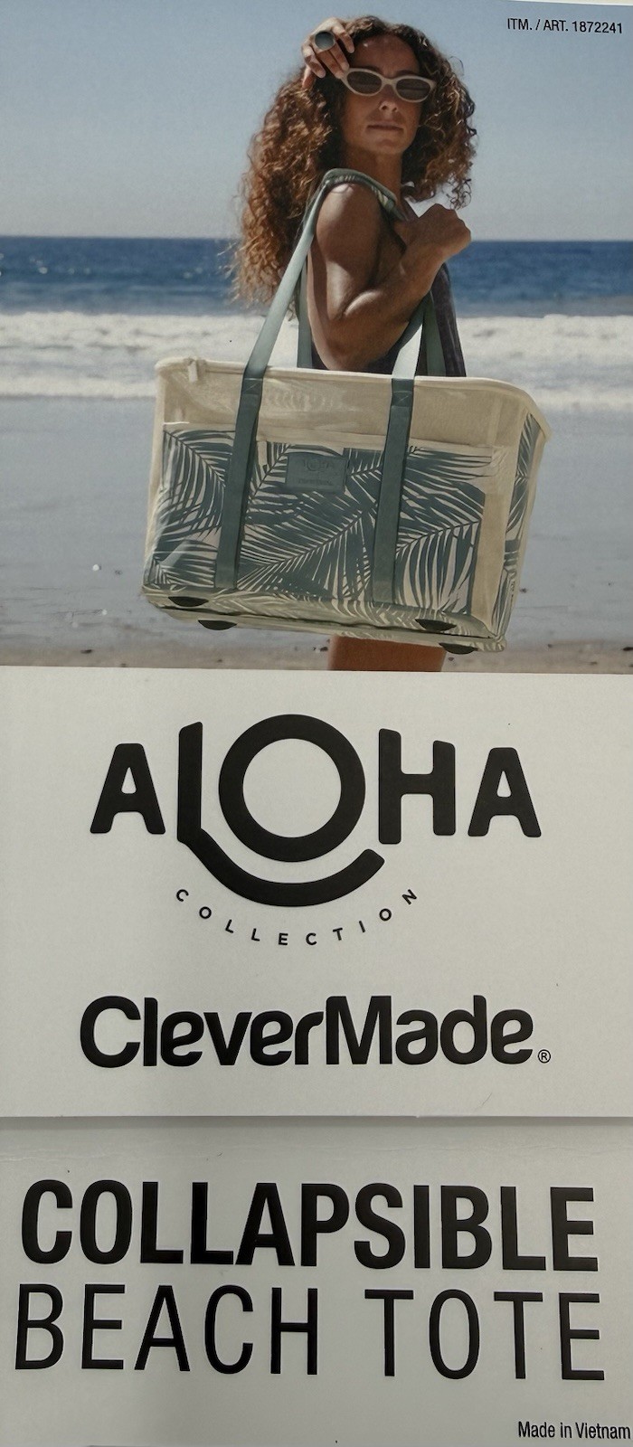 Aloha Collection CleverMade Collapsible Beach Tote Bag - Floral Black
