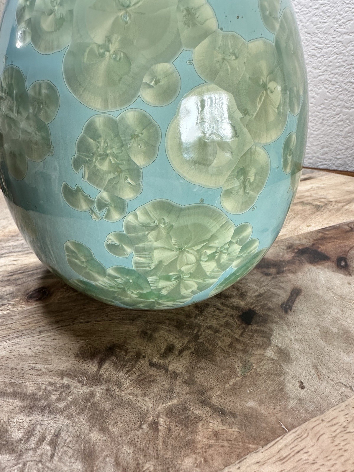 Simon Pearce Teardrop Jade Crystalline Vase Celadon Organic Studio Pottery