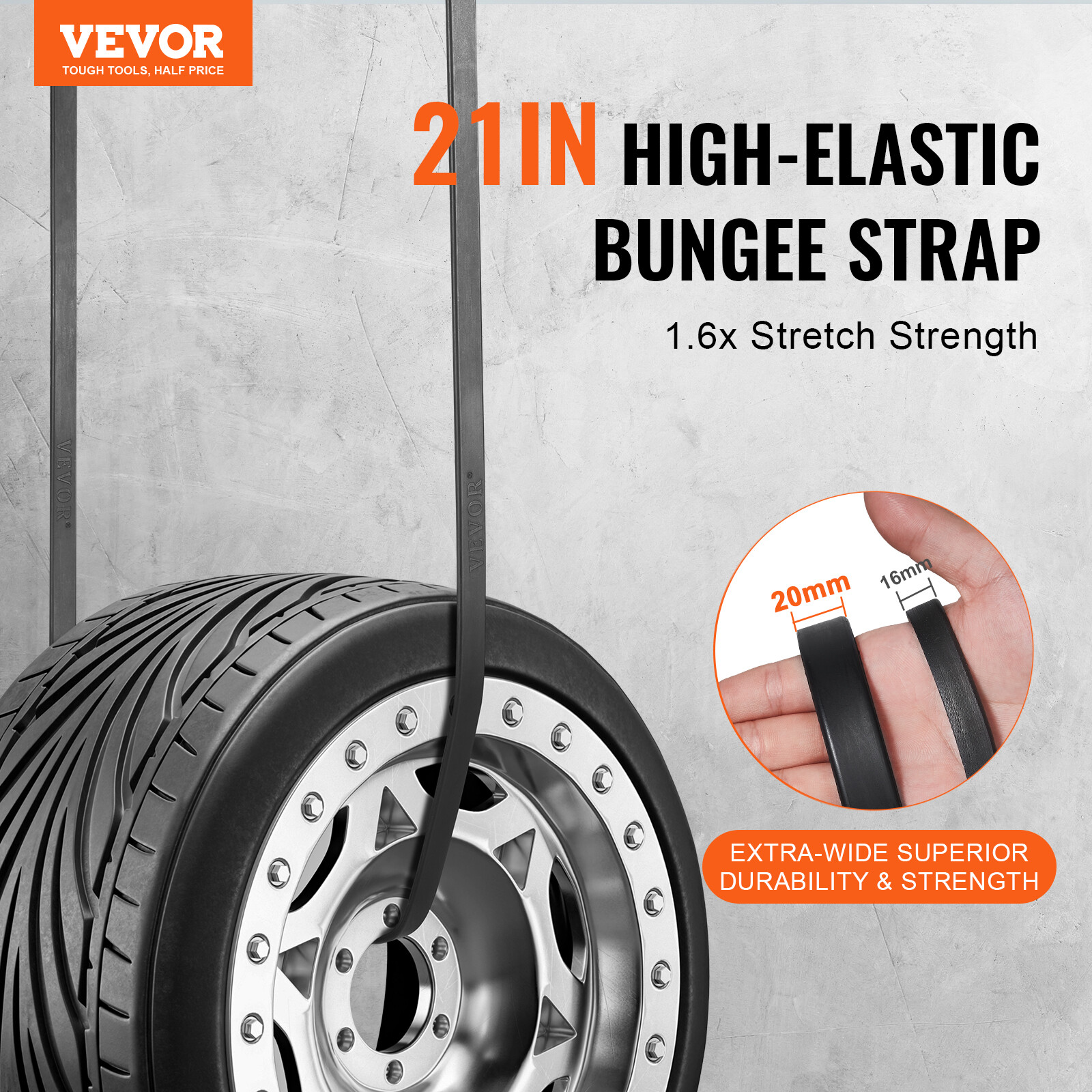 VEVOR 50 Pack 21" Bungee Straps Set Heavy Duty Rubber Bungee Cord w/S-Hook