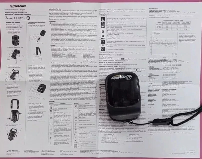 Nonin 02 meter Model 3230 Bluetooth Smart Pulse Oximeter- 100% + reviews