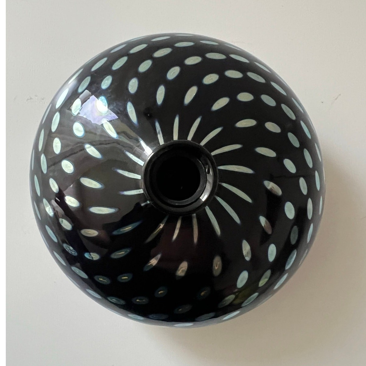 CORREIA Studio Art Glass Vase | Iridescent Blue | Signed Excellent Rare Unique