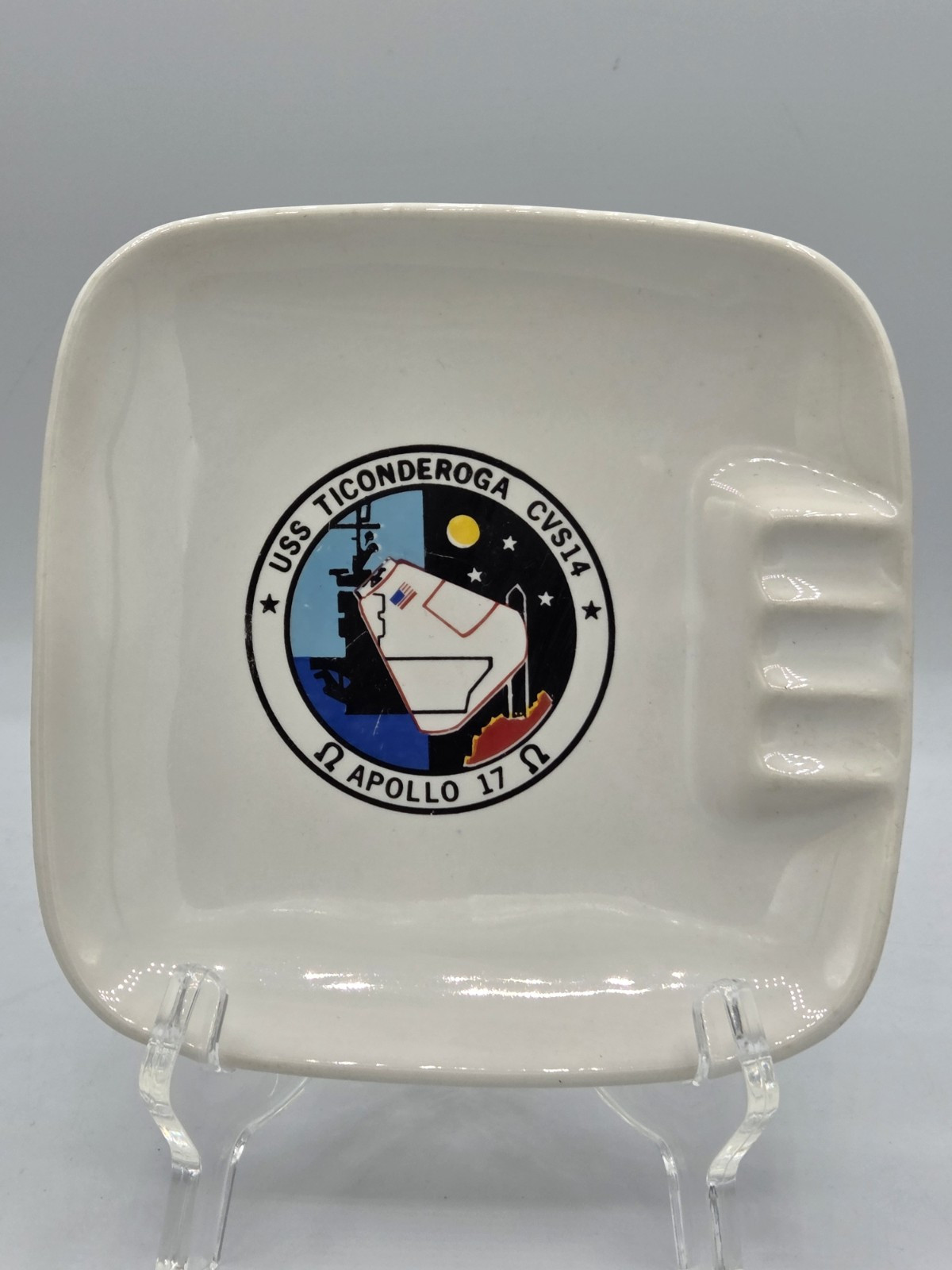 Lot of 2 Vintage NASA Ashtray USS Ticonderoga Apollo 17 Splashdown / Skylab I