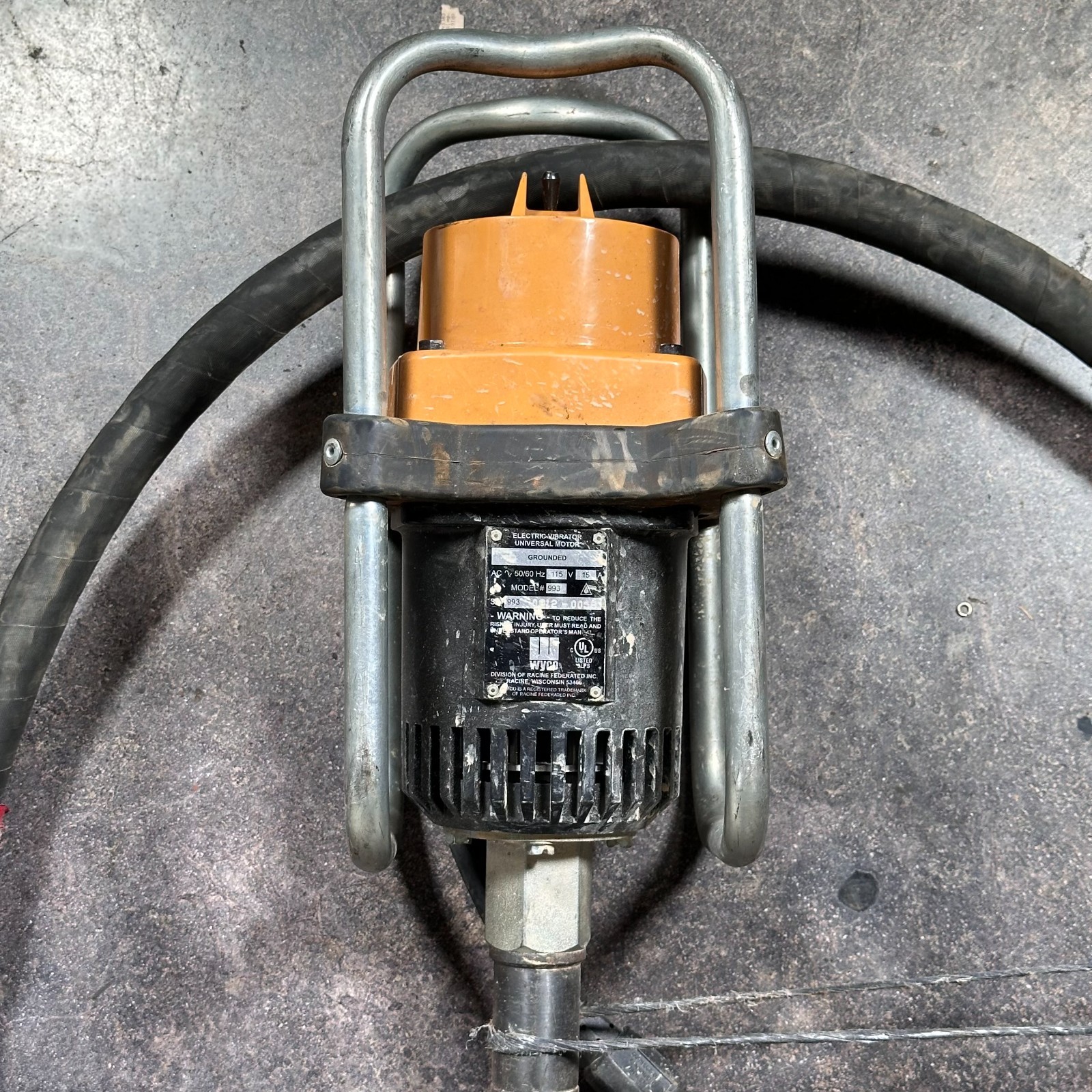 Wyco 993 115V / 15A Electric Concrete Vibrator Universal Motor w/ Flex Shaft