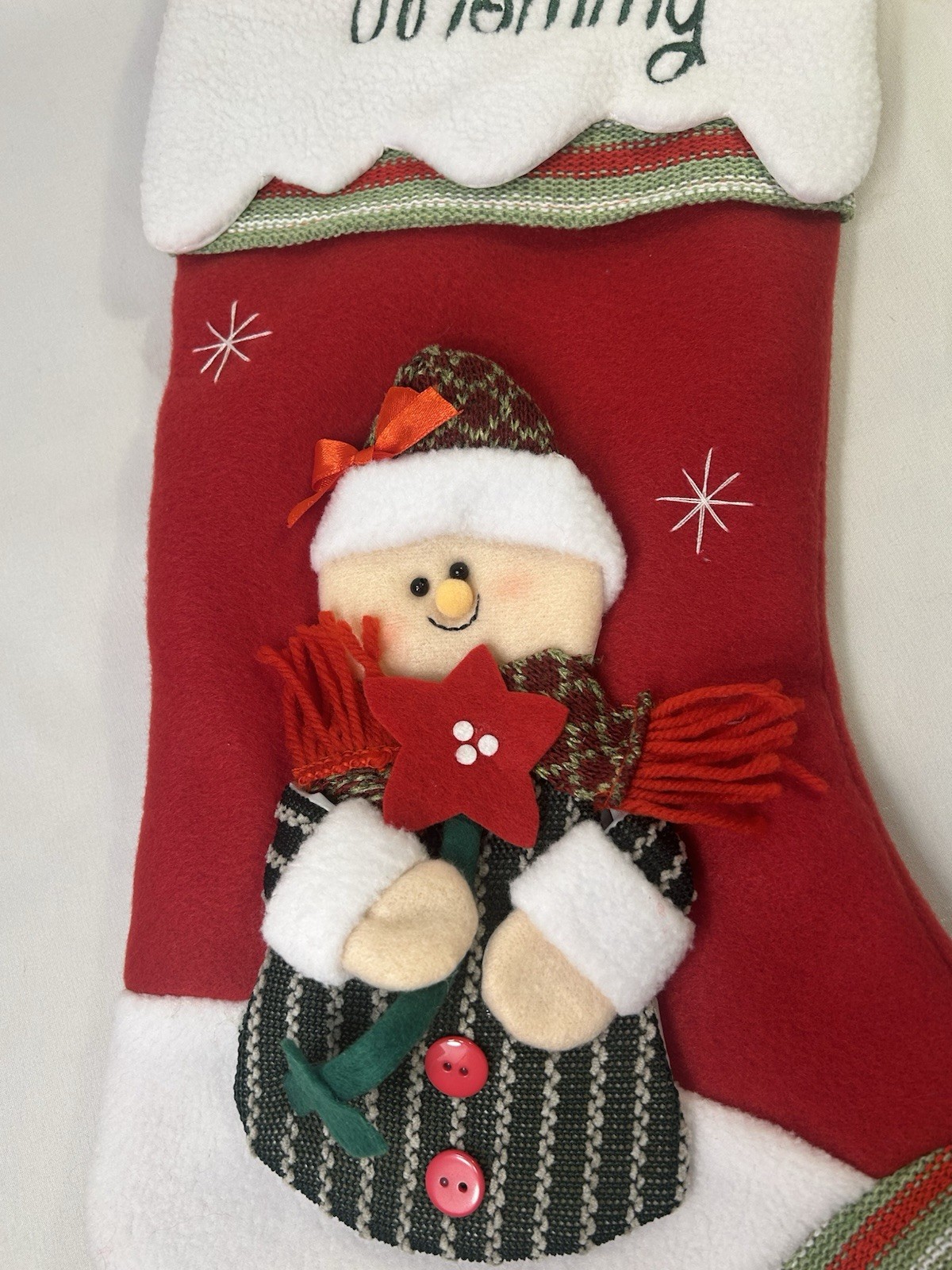 Personal Creations Fleece Christmas Stocking Winter Snowman 18.5” ~ MOMMY