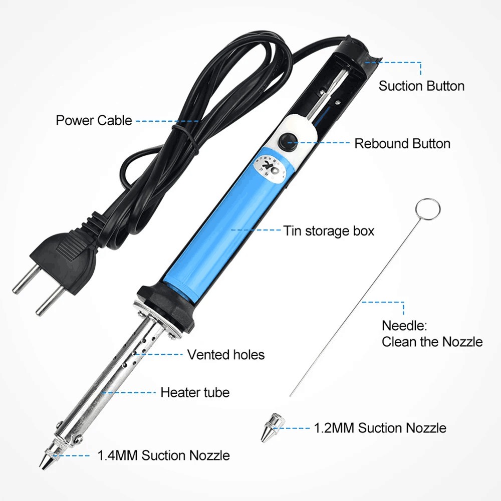 Electric Vacuum Solder Sucker Desoldering Suction Pump Iron Gun Drill Rod Tool