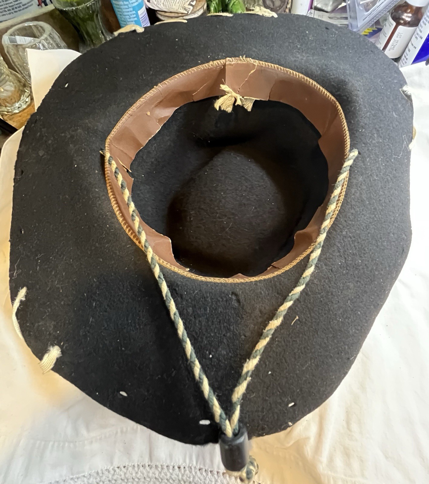 Vintage 1950’s Cowboy Hat Size 7, Cap Gun, (Works), And Holster.