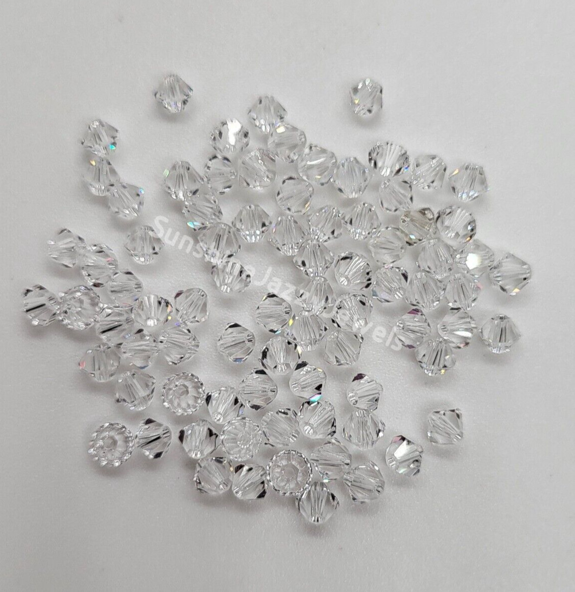 24pc Swarovski Crystal Clear Bicone Beads; 4mm, 5mm, 6mm, or 8mm