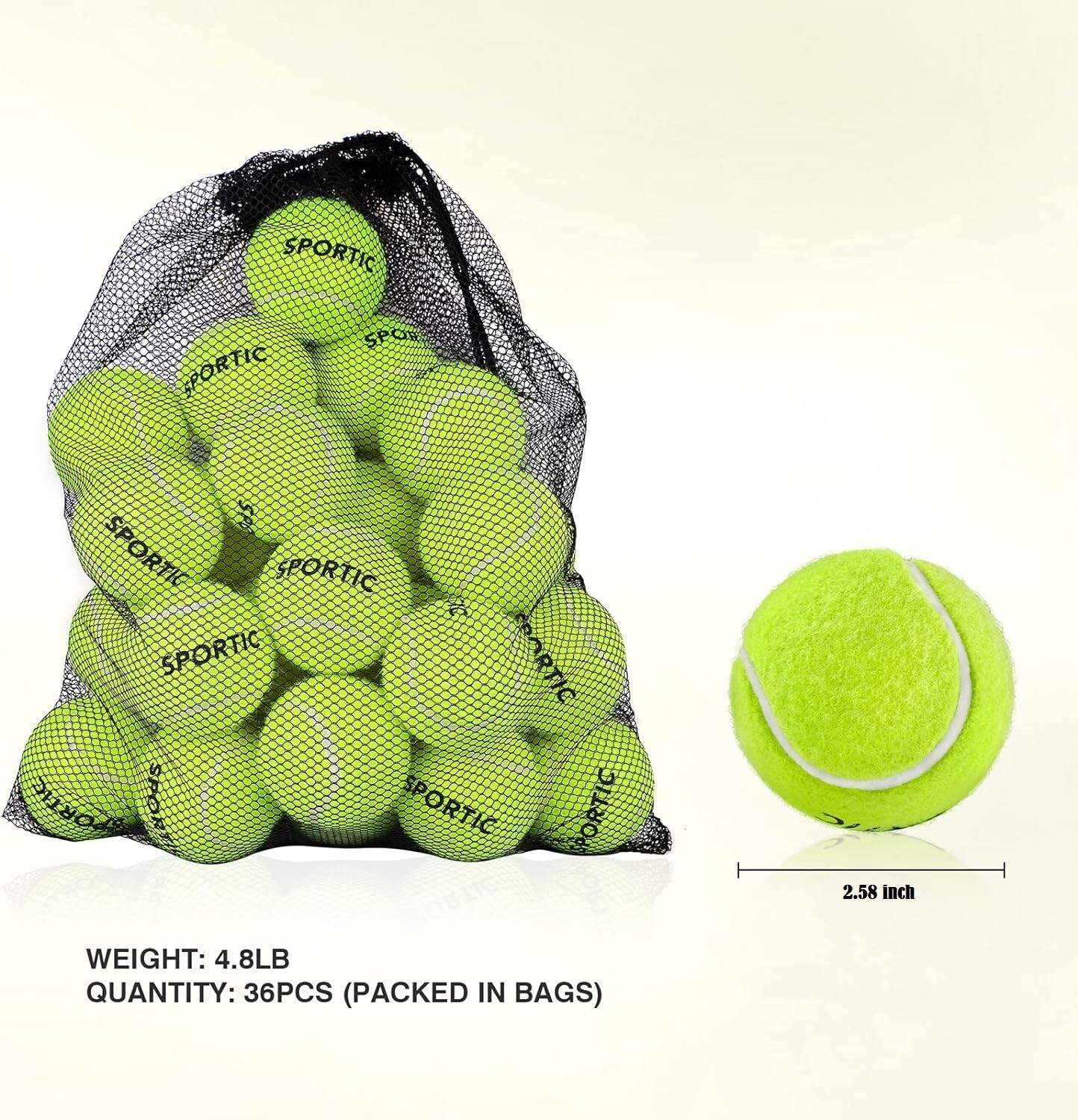36 Pack Tennis Balls High Bounce for Training Tournament Durable Pressurized