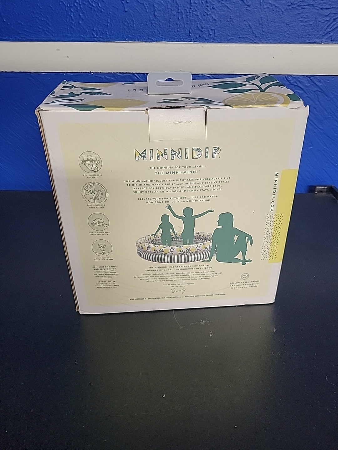 La Vaca Minnidip The Minni Minni Striped Limone Luxe Inflatable Pool 4’ x 1’