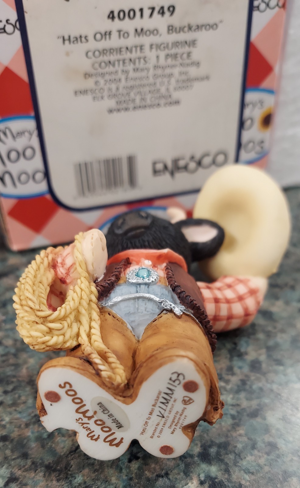 Vtg Mary’s Moo Moos Figurine RARE Hat's Off To Moo, Buckaroo! NIB