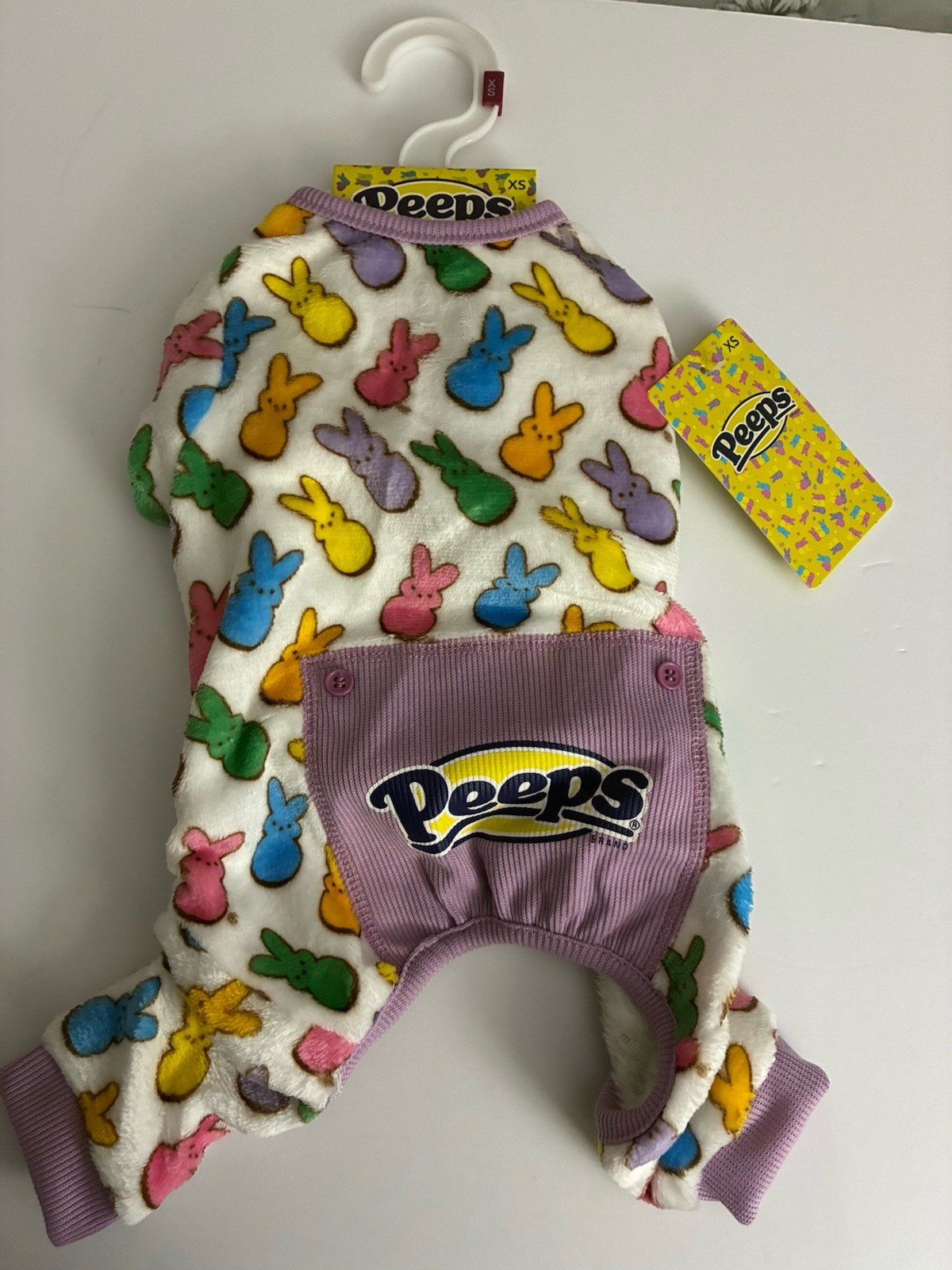 Purple Yellow Velour “PEEPS" All Over! Pet Pajamas Puppy/Dog X-Small  - NWT