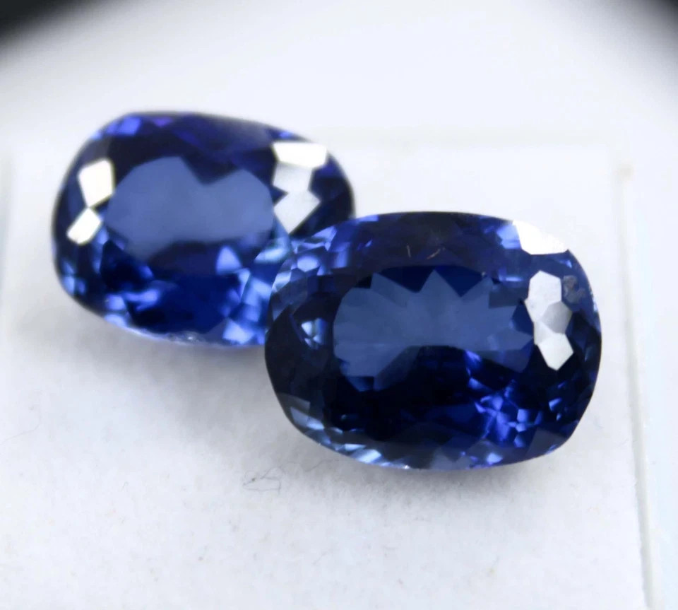 20 Ct Natural Kashmiri Blue Sapphire Cushion Certified Loose Gemstone Pair
