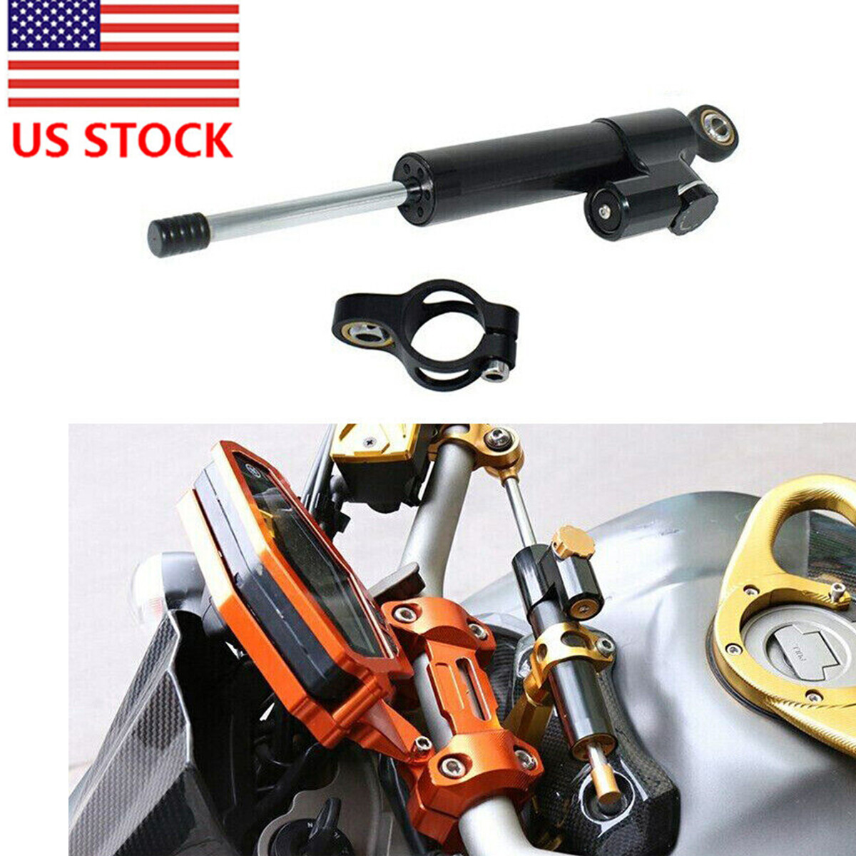 CNC Motorcycle Steering Damper Stabilizer Linear Reversed Safe Control Universal