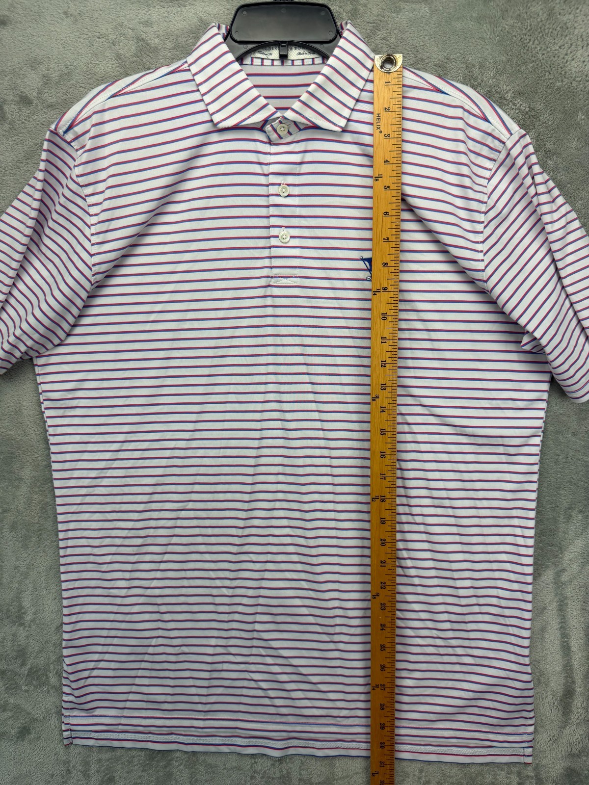 Holderness Bourne Mens "The Sutton" Polo Shirt Sz L Red Striped Golf Performance