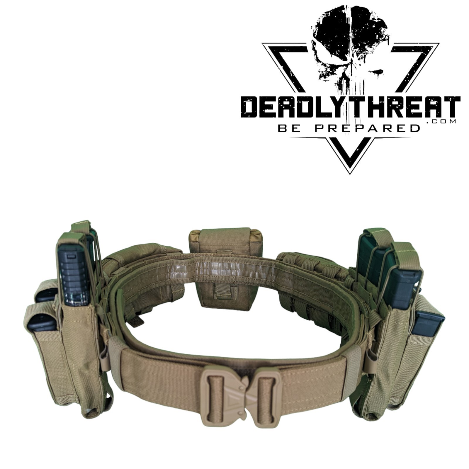 Ghost Camo Heavy Duty War Battle Tactical Belt With Pouches Molle Webbing
