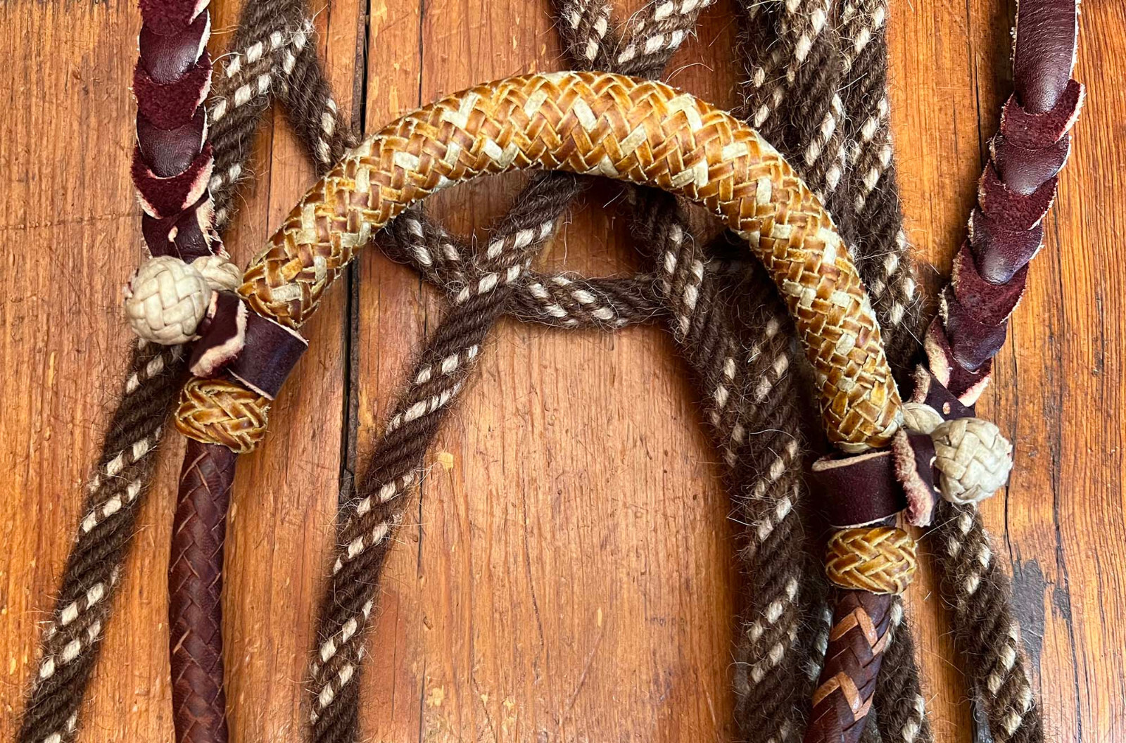 Very FANCY Jimmy Flores Handmade 12 X 24 Plait /8" KANGAROO & RAWHIDE BOSALITO