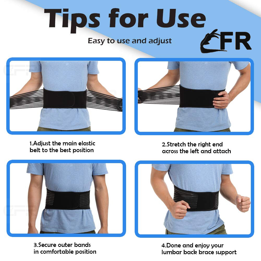 Lumbar Support Lower Waist Back Belt Brace Pain Relief Sciatica Herniated Disc