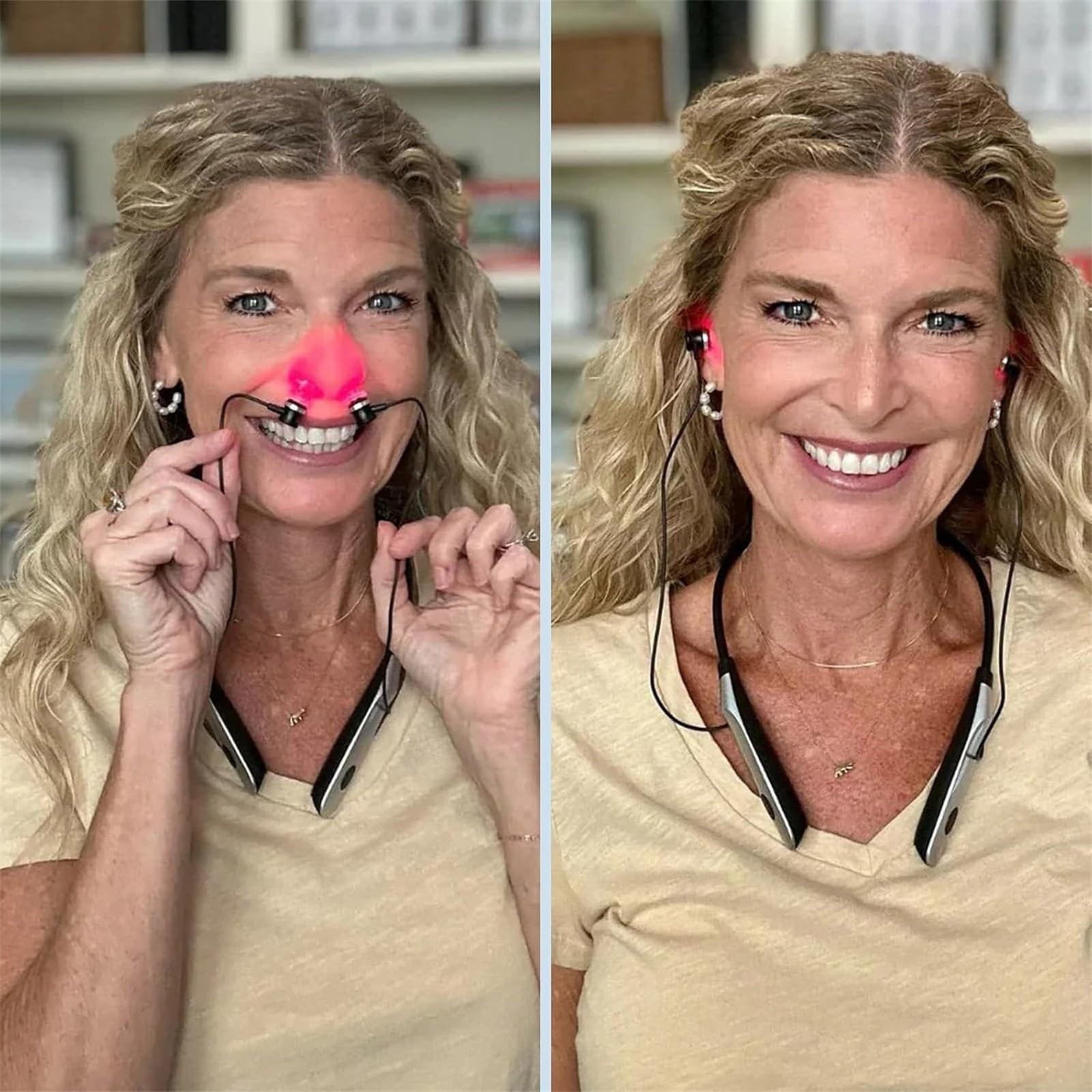 Tinnitus Relief Earplug Nose Nasal Rhinitis Red Light Cold Laser Therapy Device