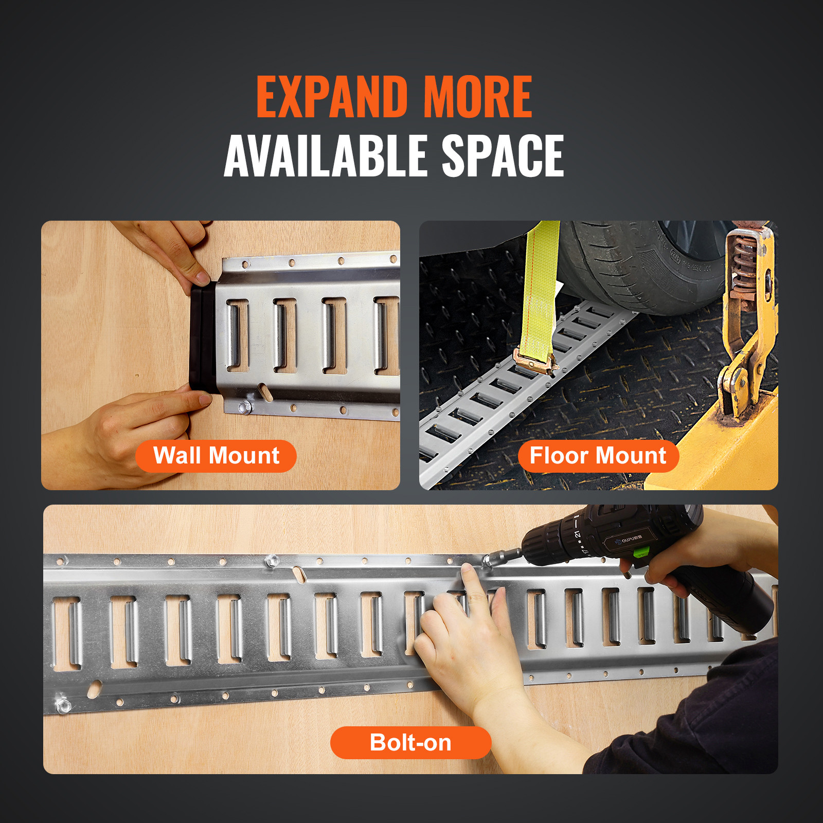 E Track Tie Down Rail Kit 34PCs 5' E Track Rails Enclosed Cargo Trailer