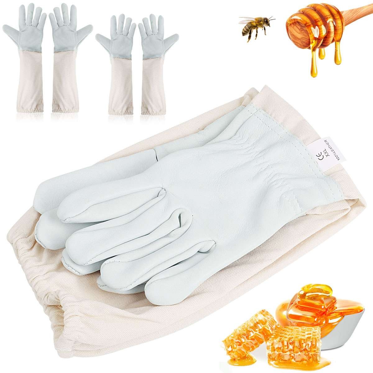 Beekeeping Gloves Goatskin Bee Keeping with Vented Beekeeper Long Sleeve protect