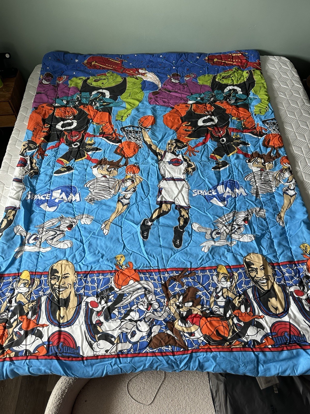 Vintage 1996 Space Jam Comforter Michael Jordan Looney Tunes Bugs Bunny TWIN