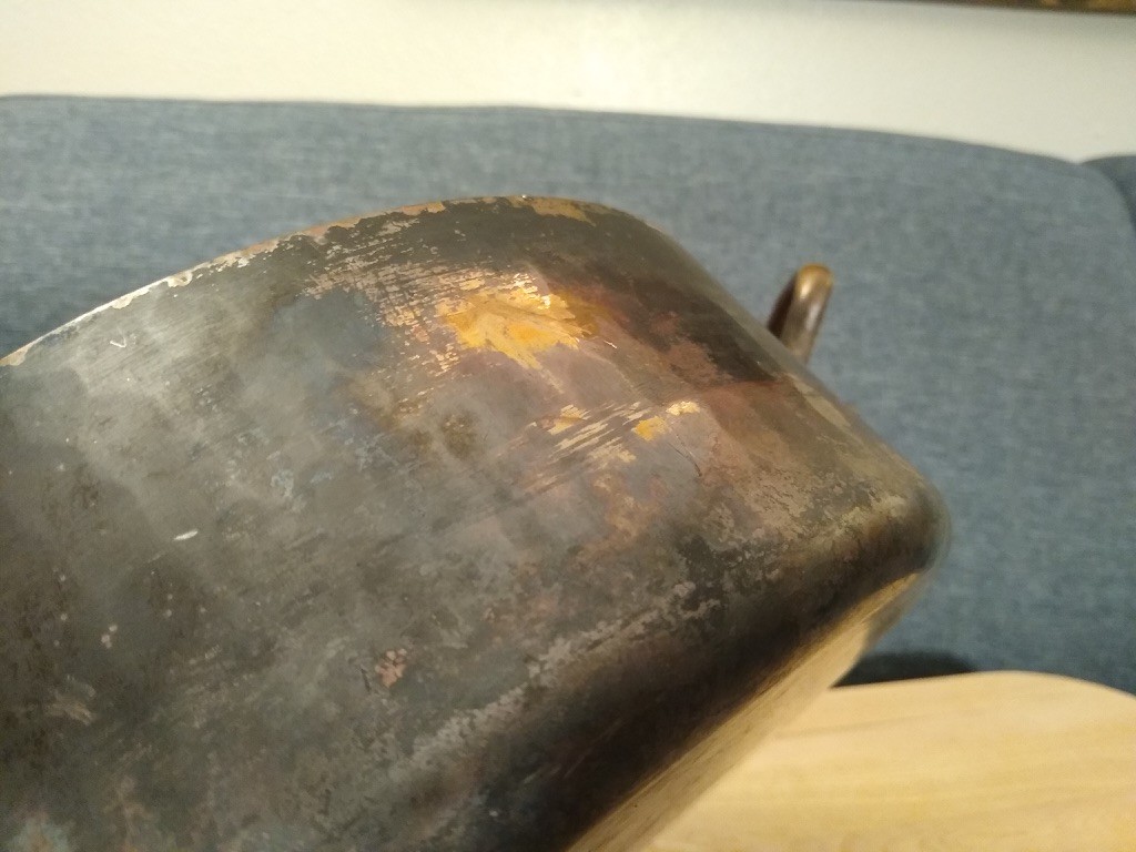 Incredible Large Hammered French Copper Rondeau Pot & Lid (Mauviel?) 2.5mm 28cm