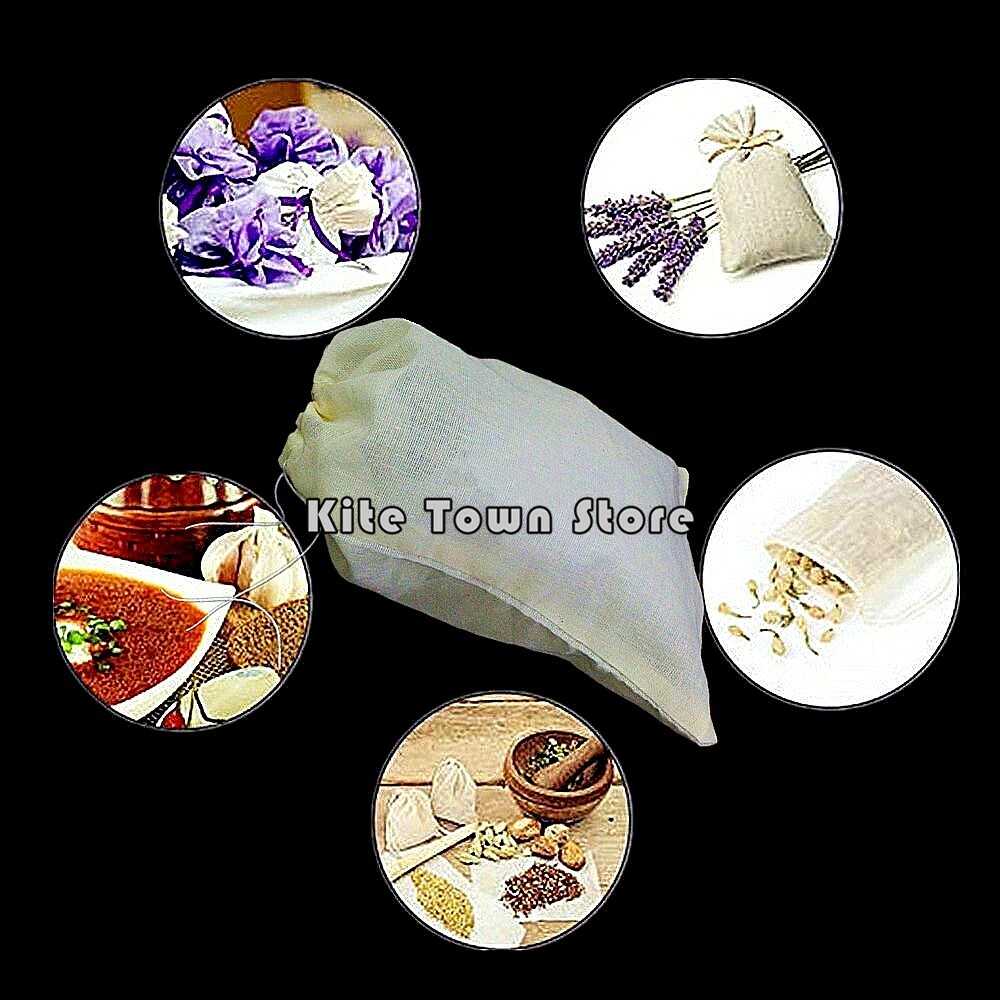 100/300 Cotton Muslin Drawstring Bags Coffee Tea Bath Soap Herb 3x4 4x6 6x8 8x12