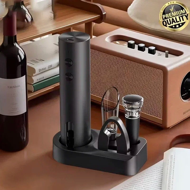 Electric Wine Bottle Opener Set Rechargeable Automatic w/ Charging Base Gift
