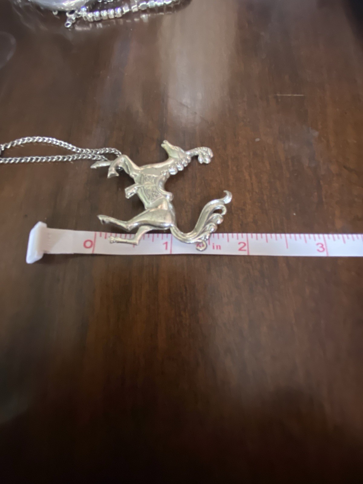 CAROUSEL HORSE and CAROUSEL on chain -LANG - STERLING SILVER - BROOCH/PIN 14 gr