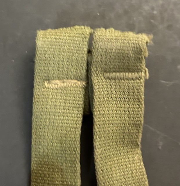 ONE Used Late WWII OD7 Ball & Catch ChinStrap set for US GI M1 Steel Helmet