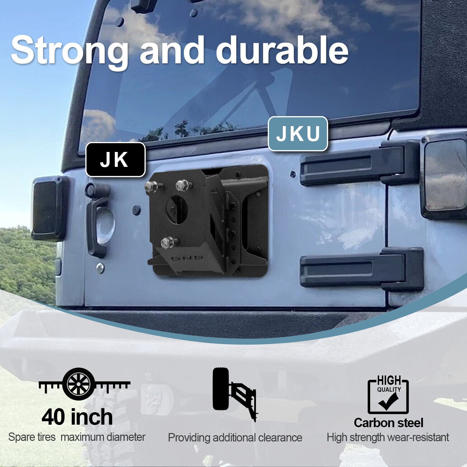 Vijay Fit 2007-2017 Wrangler JK/JKU Spare Tire Carrier Adjustable Tire Lift