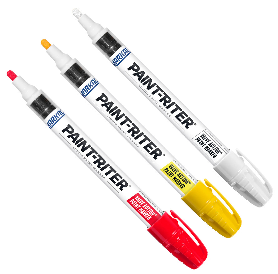 Markal Valve Action Paint Markers Red White Yellow Combo Pack