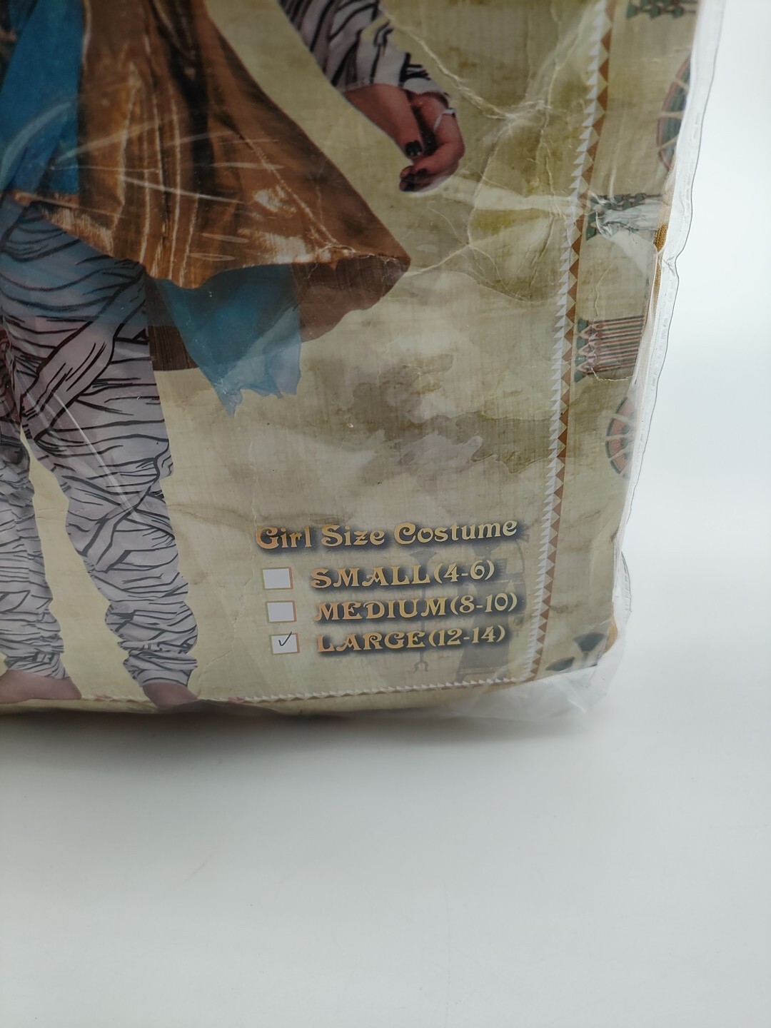 Cleo Mummy Egyptian Halloween Costume Girls Size L 12-14 Dress Leggings Set New